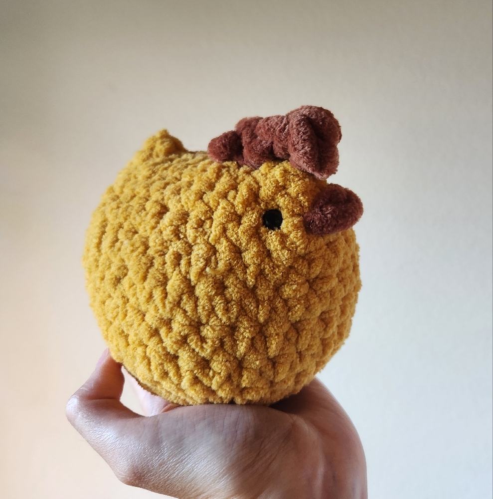 Handmade crochet mustard yellow chicken plushy